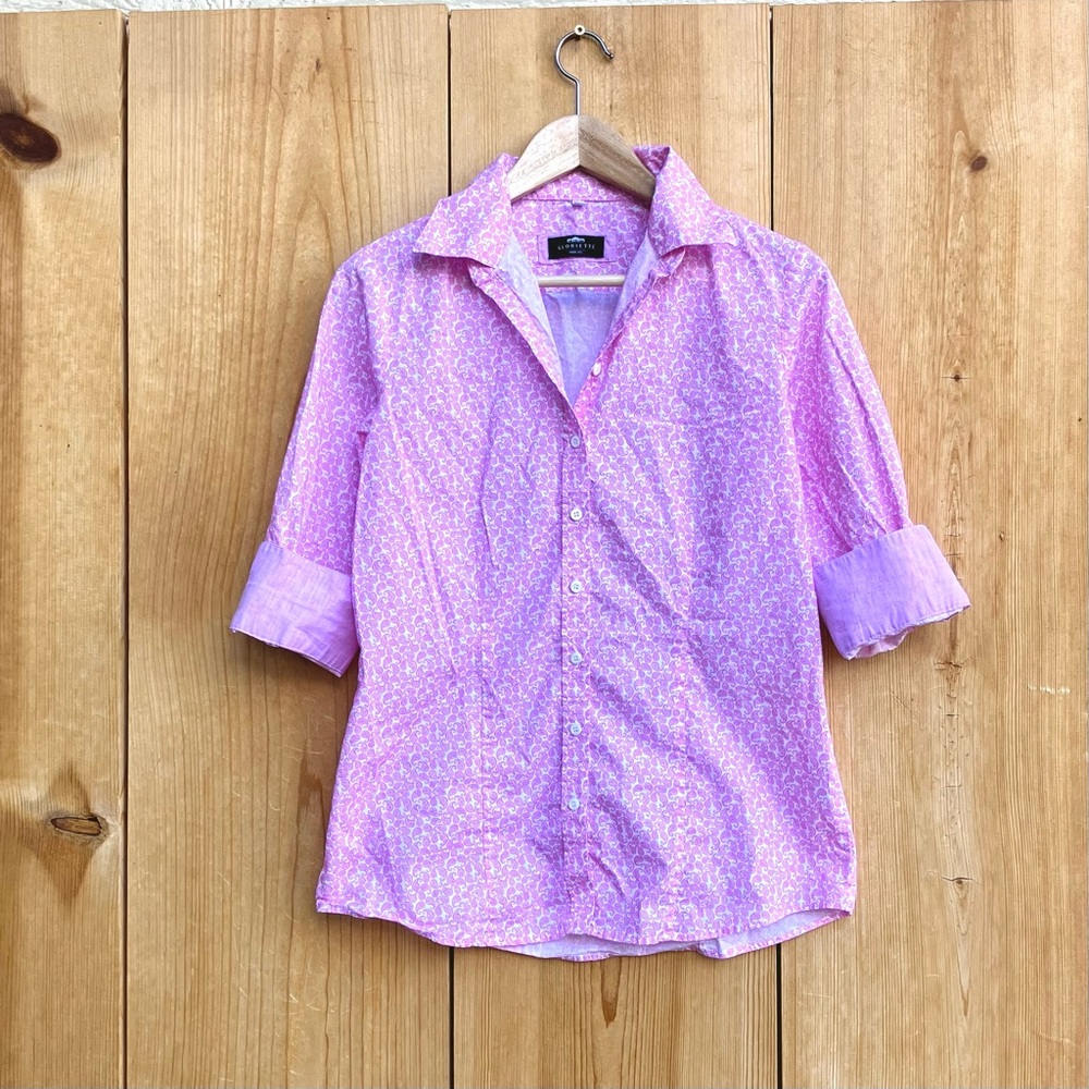 Gloriette Vienna Pink Printed Blouse Sz 38, 8 US